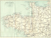 Bretagne Brittany and it approaches. Railways 1914 old antique map plan chart