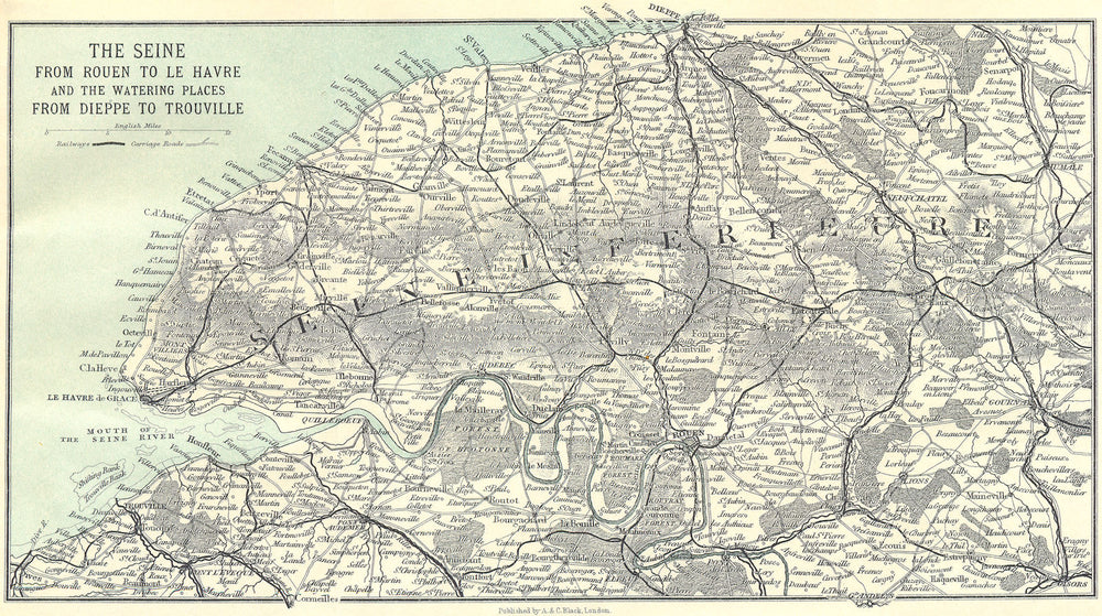 SEINE-MARITIME. Rouen Le Havre Dieppe Trouville 1913 old antique map chart