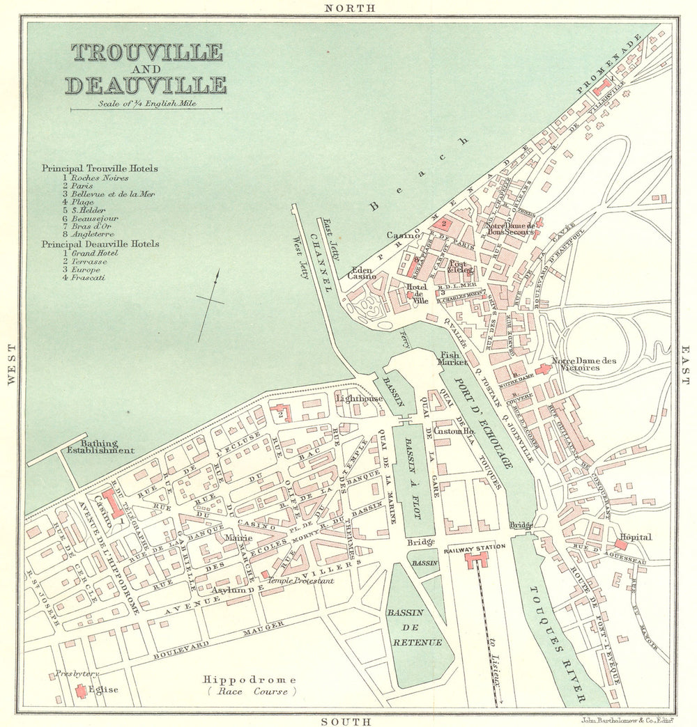 CALVADOS. Paris Falaise. Trouville Deauville 1913 old antique map plan chart