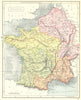 FRANCE. Gallia Roman 1908 old antique vintage map plan chart