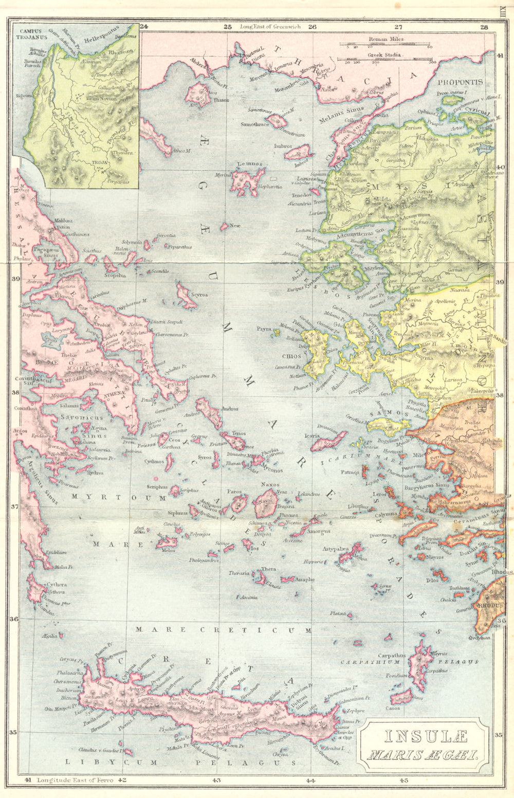 ANCIENT GREECE. Aegean; Troy 1908 old antique vintage map plan chart