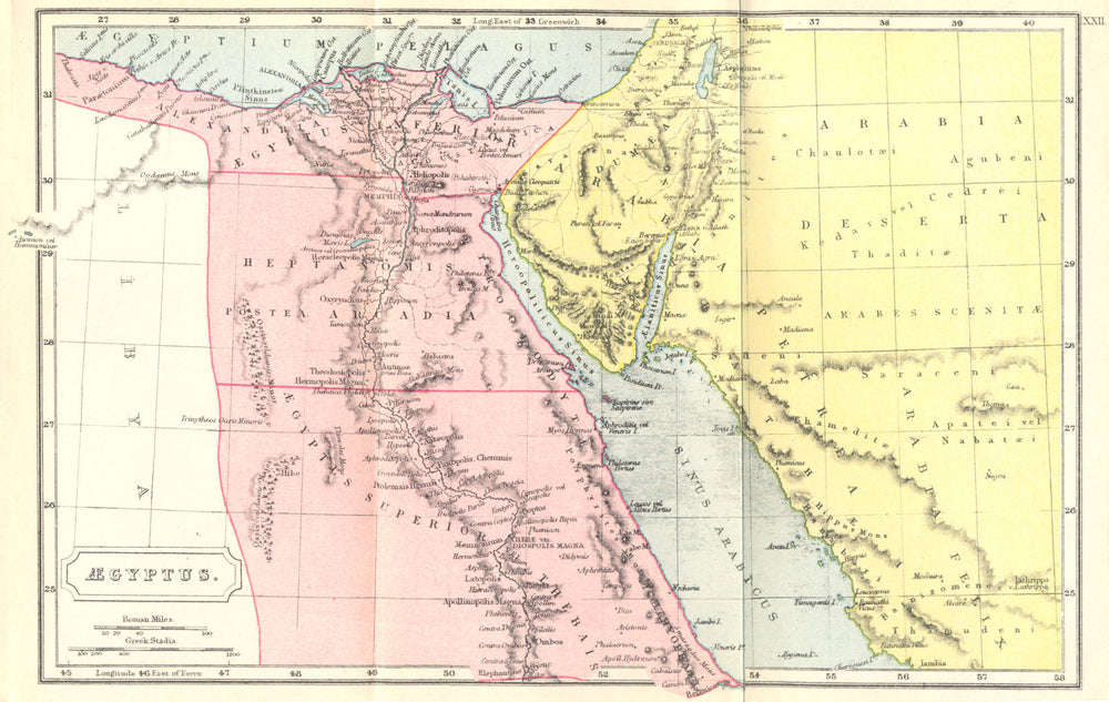 EGYPT. Aegyptus ancient Arabia 1908 old antique vintage map plan chart