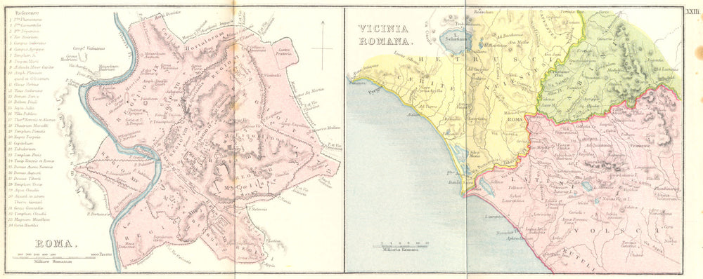 ROME. Roma; Vicinia Romana 1908 old antique vintage map plan chart