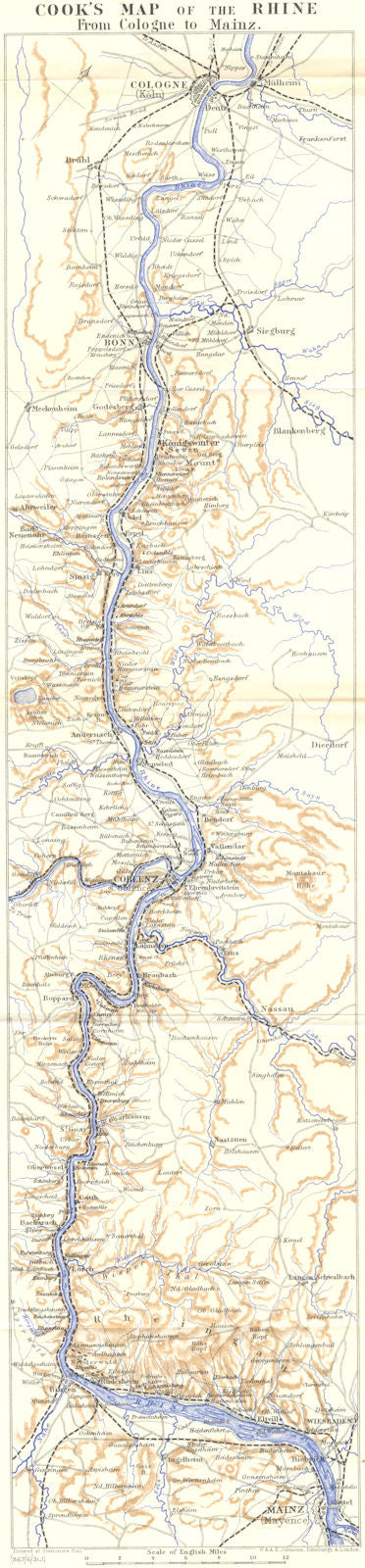 GERMANY. Cook's Rhine from Cologne to Mainz 1931 old vintage map plan chart