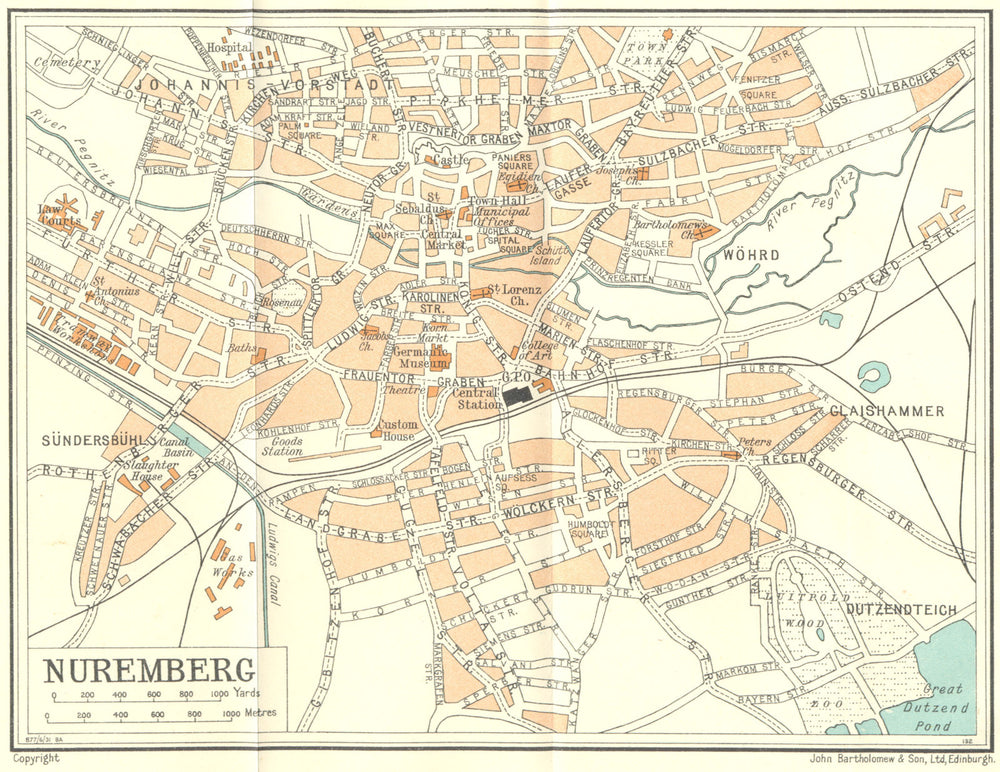 GERMANY. Nuremberg 1931 old vintage map plan chart