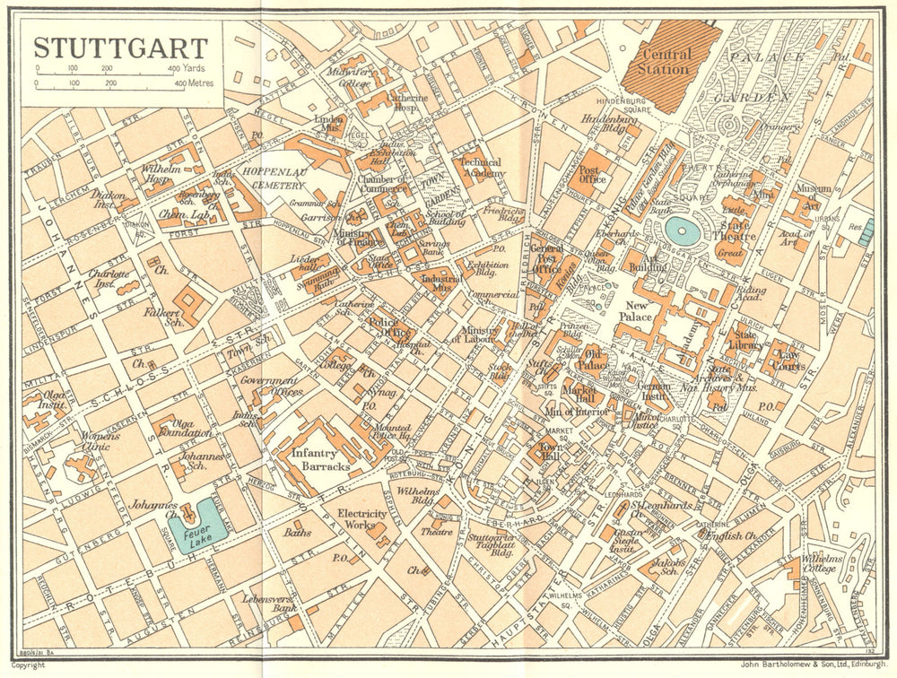 GERMANY. Stuttgart 1931 old vintage map plan chart
