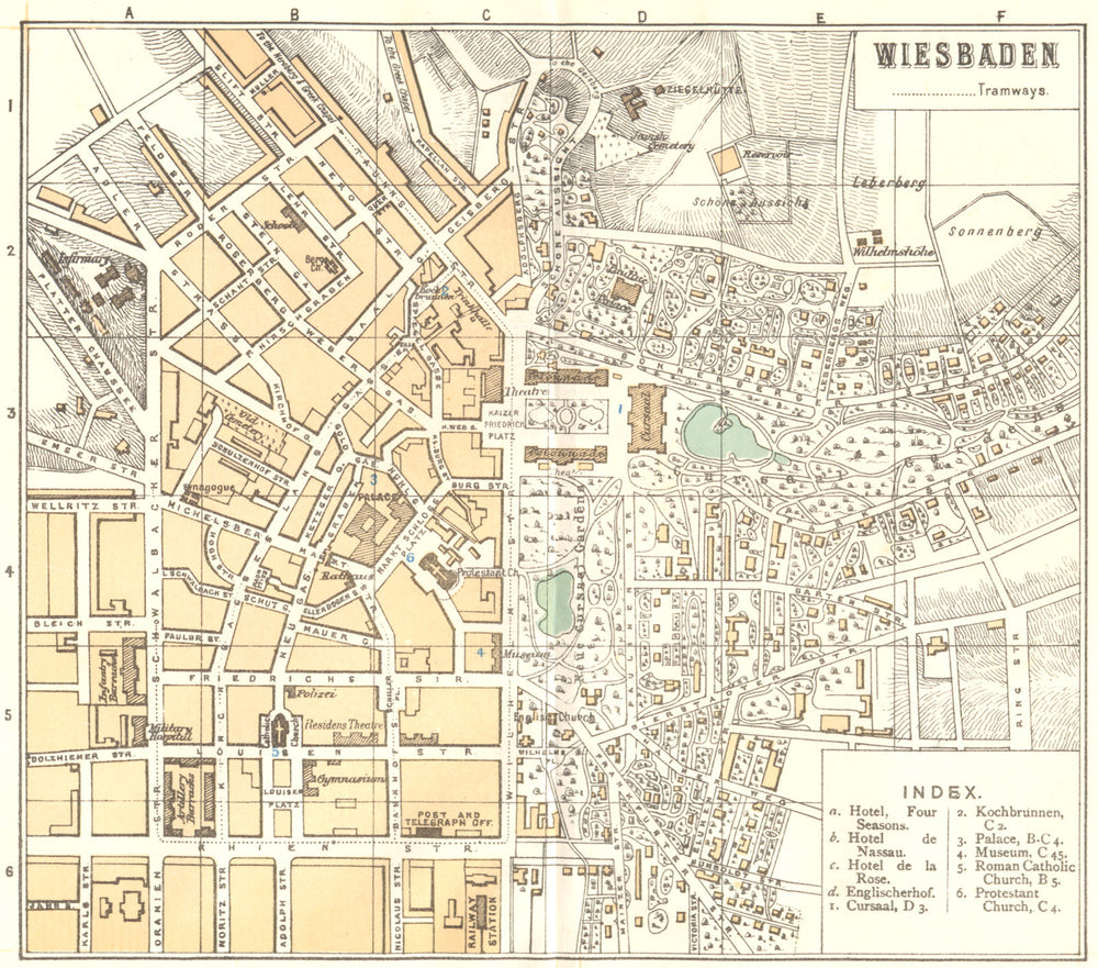 GERMANY. Wiesbaden 1910 old antique vintage map plan chart