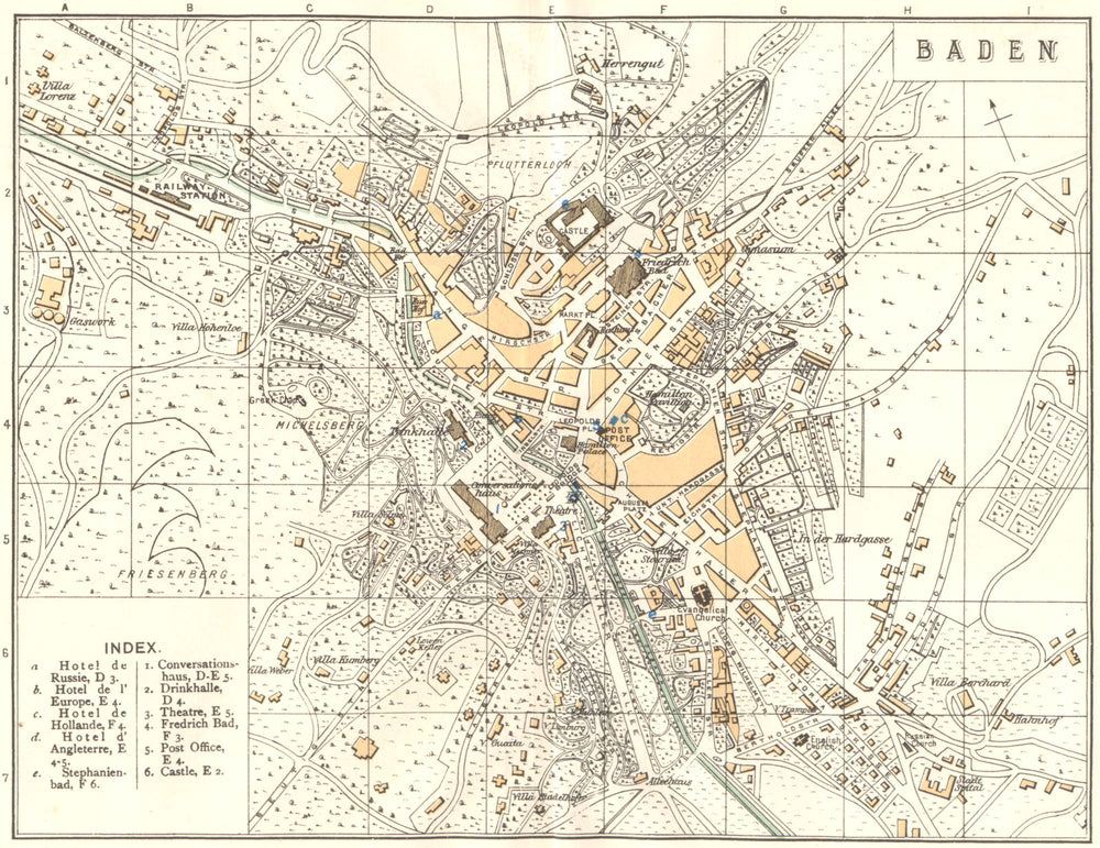 SWITZERLAND. Baden 1910 old antique vintage map plan chart