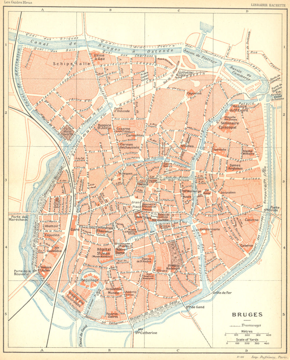 BELGIUM. Brugge Bruges. Town city ville plan carte map 1924 old antique