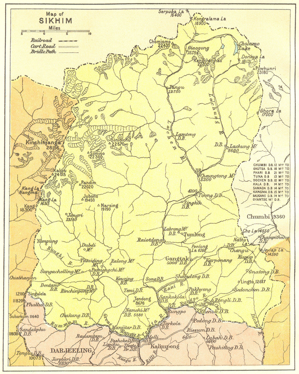 INDIA. Sikhim (Sikkim Shikim Shikimpati).Himalaya Mountains.Darjeeling 1924 map