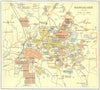 BRITISH INDIA. Bangalore (Bengaluru) city plan.Petta.Cantonment bazaar 1924 map