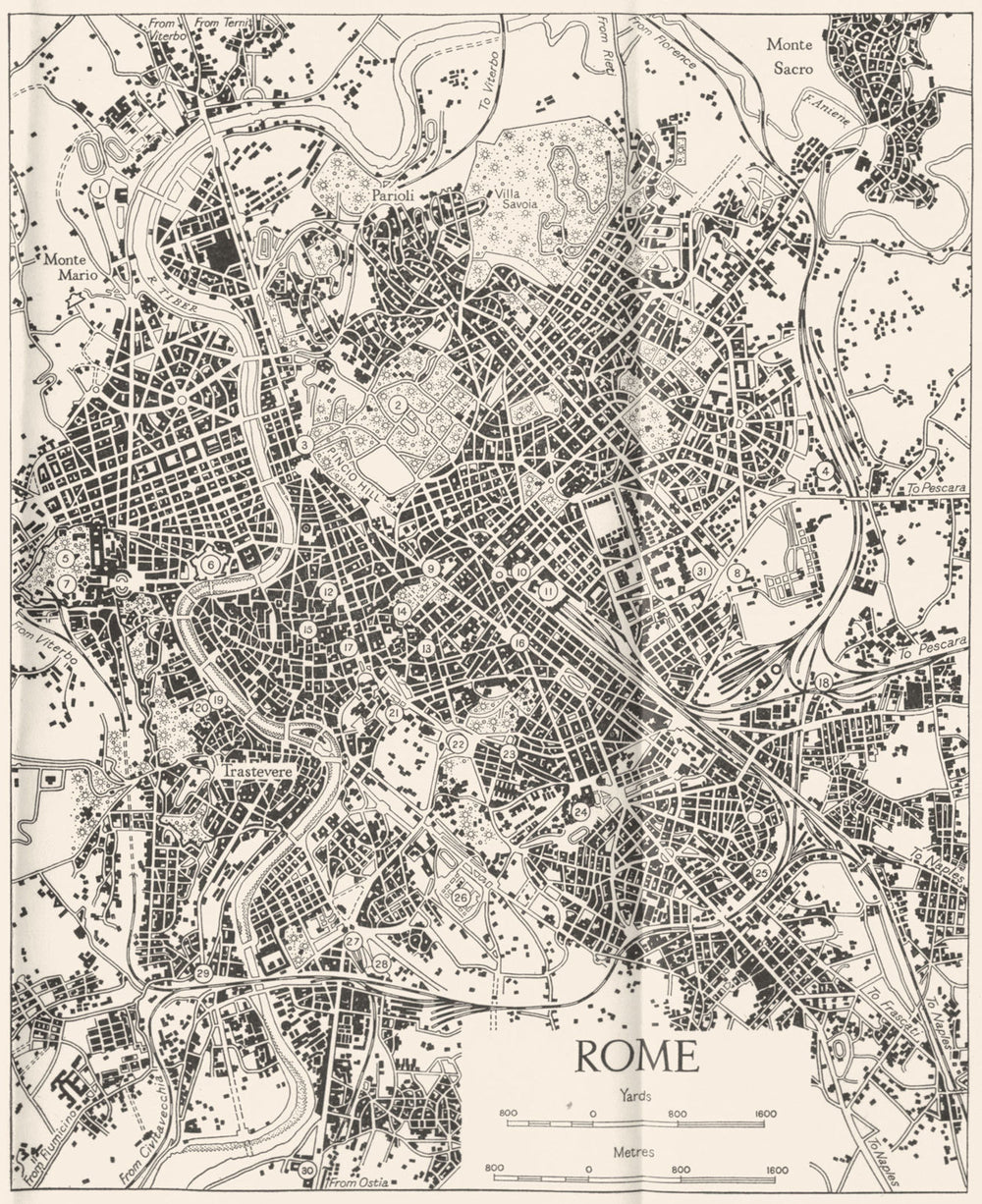 ITALY. Rome 1945 old vintage map plan chart