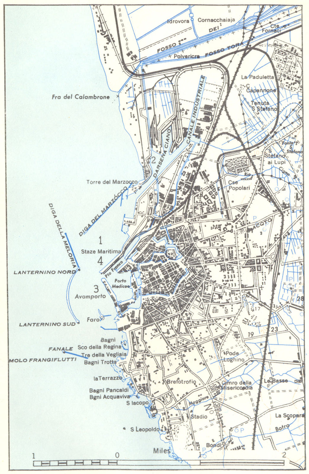 ITALY. Livorno 1945 old vintage map plan chart