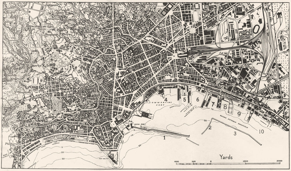 ITALY. Naples 1945 old vintage map plan chart