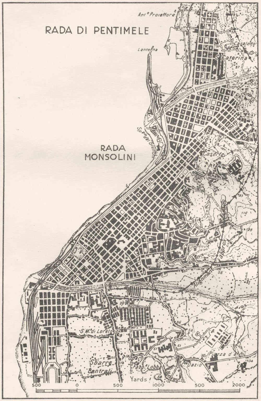 ITALY. Reggio di Calabria 1945 old vintage map plan chart