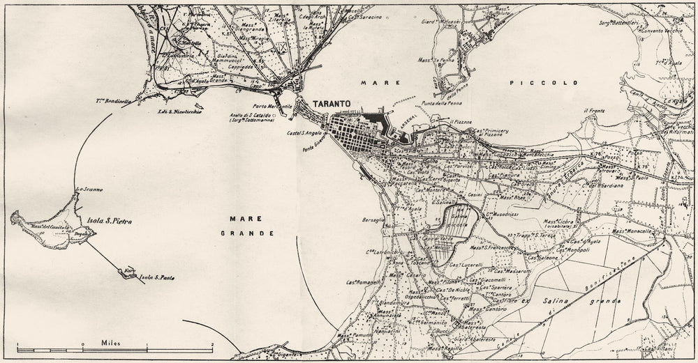 ITALY. Taranto 1945 old vintage map plan chart