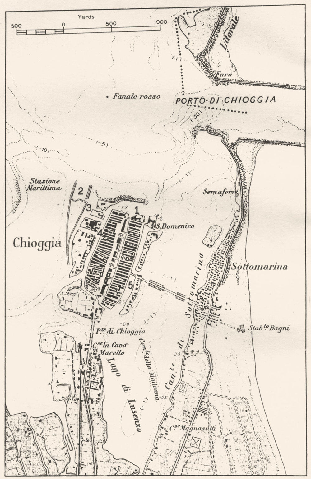 ITALY. Chioggia sketch map 1945 old vintage plan chart