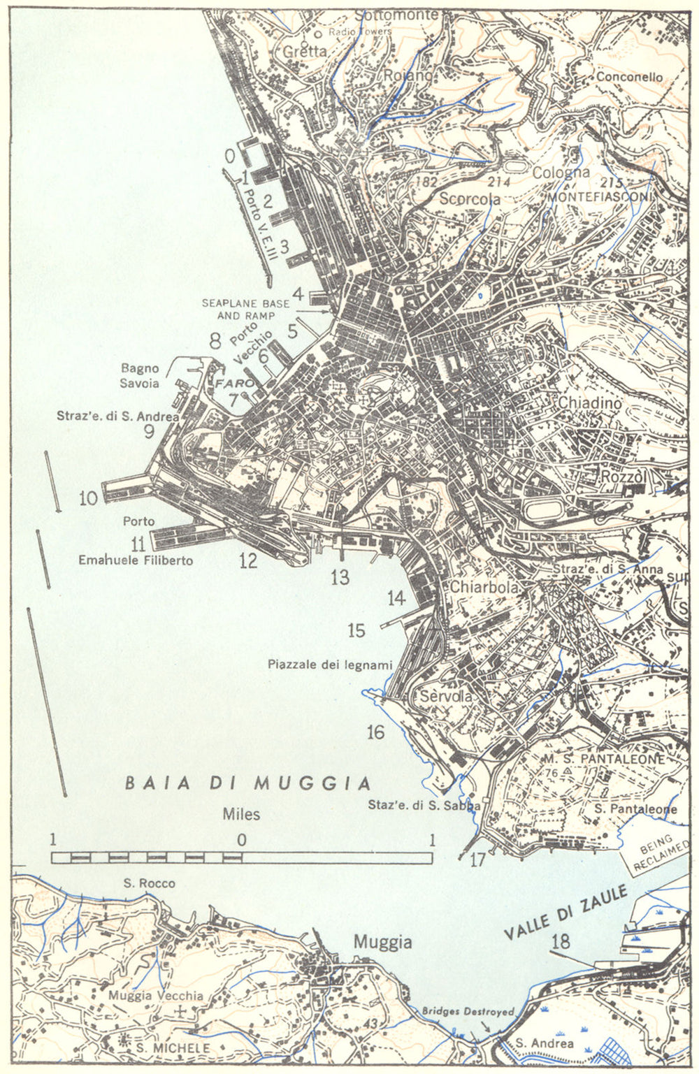 ITALY. Trieste 1945 old vintage map plan chart