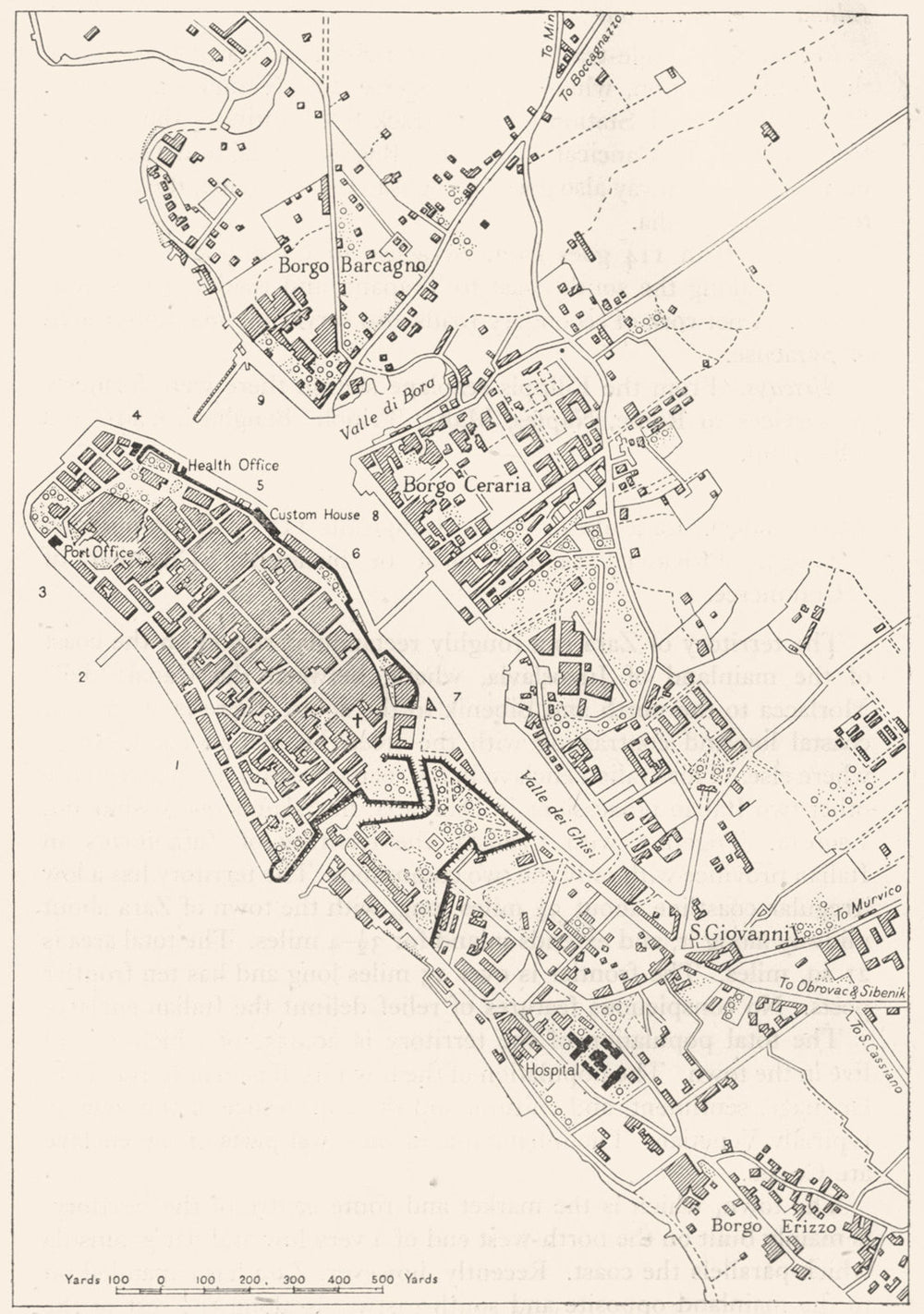 CROATIA. Zadar sketch map 1945 old vintage plan chart
