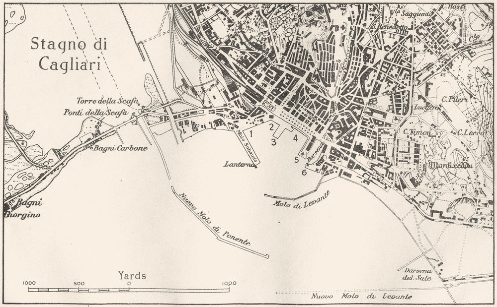 ITALY. Sardinia. Cagliari 1945 old vintage map plan chart