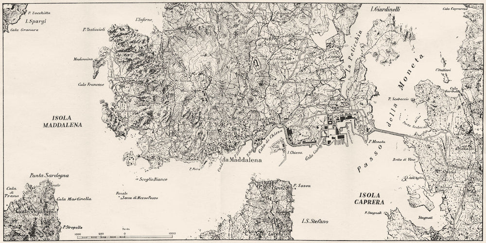 ITALY. Sardinia. Maddalena 1945 old vintage map plan chart