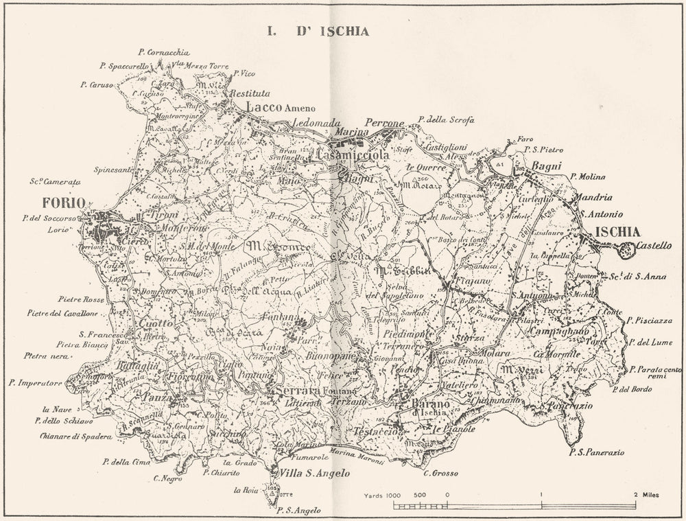 ITALY. Ischia 1945 old vintage map plan chart