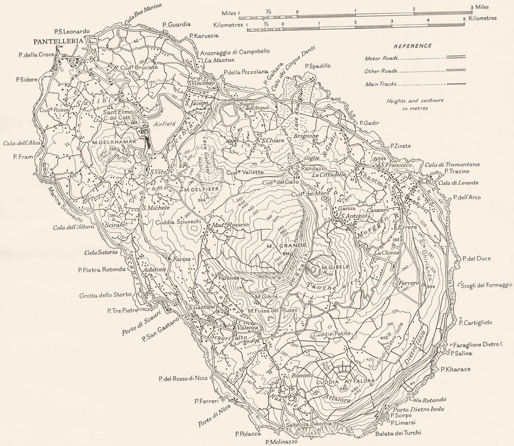 ITALY. Pantelleria 1945 old vintage map plan chart