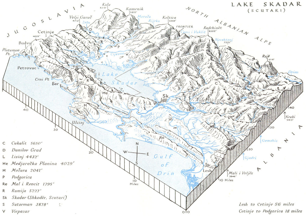 LAKE SKADAR. Block diagram S Coasts(Uskudar) 1944 old vintage map plan chart