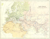 WORLD. Known to ancients 1880 old antique vintage map plan chart