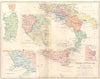 ITALY S. Sicily, Sardinia; Campania; Rome; Syracuse 1880 old antique map chart