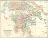 Peloponnesus. Attica, Boetia, Phocis, Aetolia 1880 old antique map plan chart