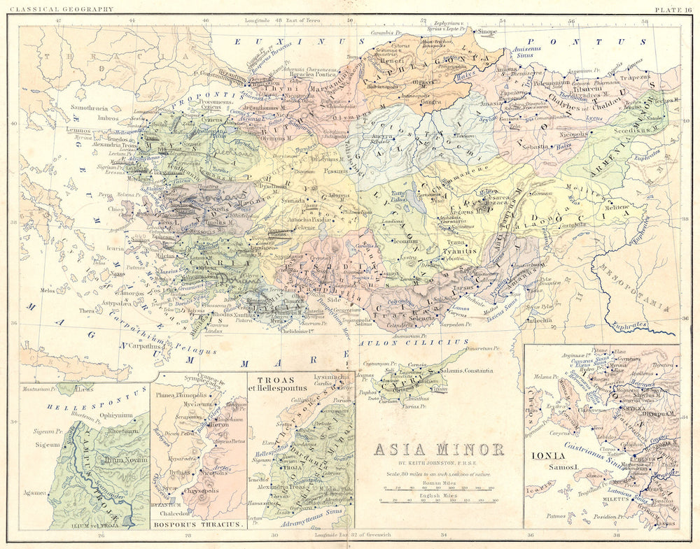 TURKEY. Hellespontus; Bosphorus Thracius; Ionia 1880 old antique map chart