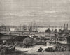 LOUISIANA. A Levee, Lower Mississippi c1880 old antique vintage print picture