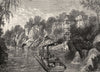 USA. Loading a Cotton ship c1880 old antique vintage print picture