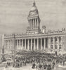 LEEDS. Town Hall. An Open-Air Band Performance 1898 old antique print picture