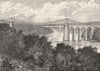 WALES. Menai Straits. Suspension bridge 1898 old antique vintage print picture