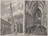 STAFFS. Lichfield cathedral. looking west 1898 old antique print picture