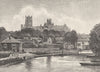 CAMBS. Ely. cathedral, rail bridge 1898 old antique vintage print picture