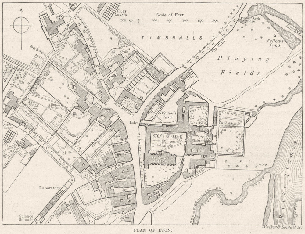 BERKS. Eton, sketch map 1898 old antique vintage plan chart