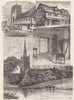STRATFORD. School; Shakespeare's birthplace; Church 1898 old antique print
