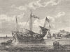 CHINA. Chinese junk at Singapore 1880 old antique vintage print picture