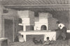 RUSSIA. A Peasant's House-Woman making bread 1880 old antique print picture