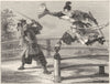 JAPAN. Combat of Yoshi-Tsune & Benki 1880 old antique vintage print picture