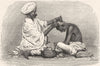 SOUTH AFRICA. Natal. A Coolie Barber 1880 old antique vintage print picture