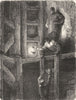 KRAKÓW. Salt Mines Wieliczka. Descending into Mine 1880 old antique print