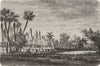 CAMBODIA. Path through Rice Fields, a holiday 1880 old antique print picture