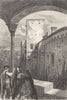 SPAIN. North Wall of Alhambra 1880 old antique vintage print picture