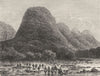 PERU. Peruvian travellers fording a stream 1880 old antique print picture