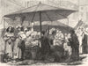 ROME. Market in 1880 old antique vintage print picture