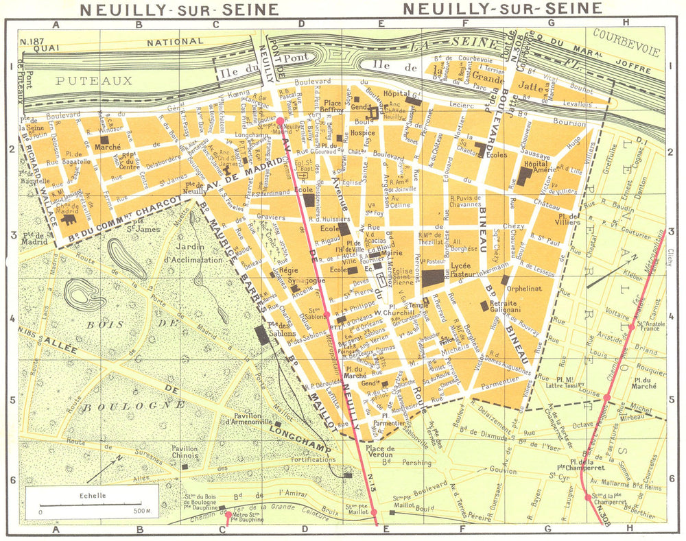 PARIS. Neuilly-sur-Seine 1920 old antique vintage map plan chart